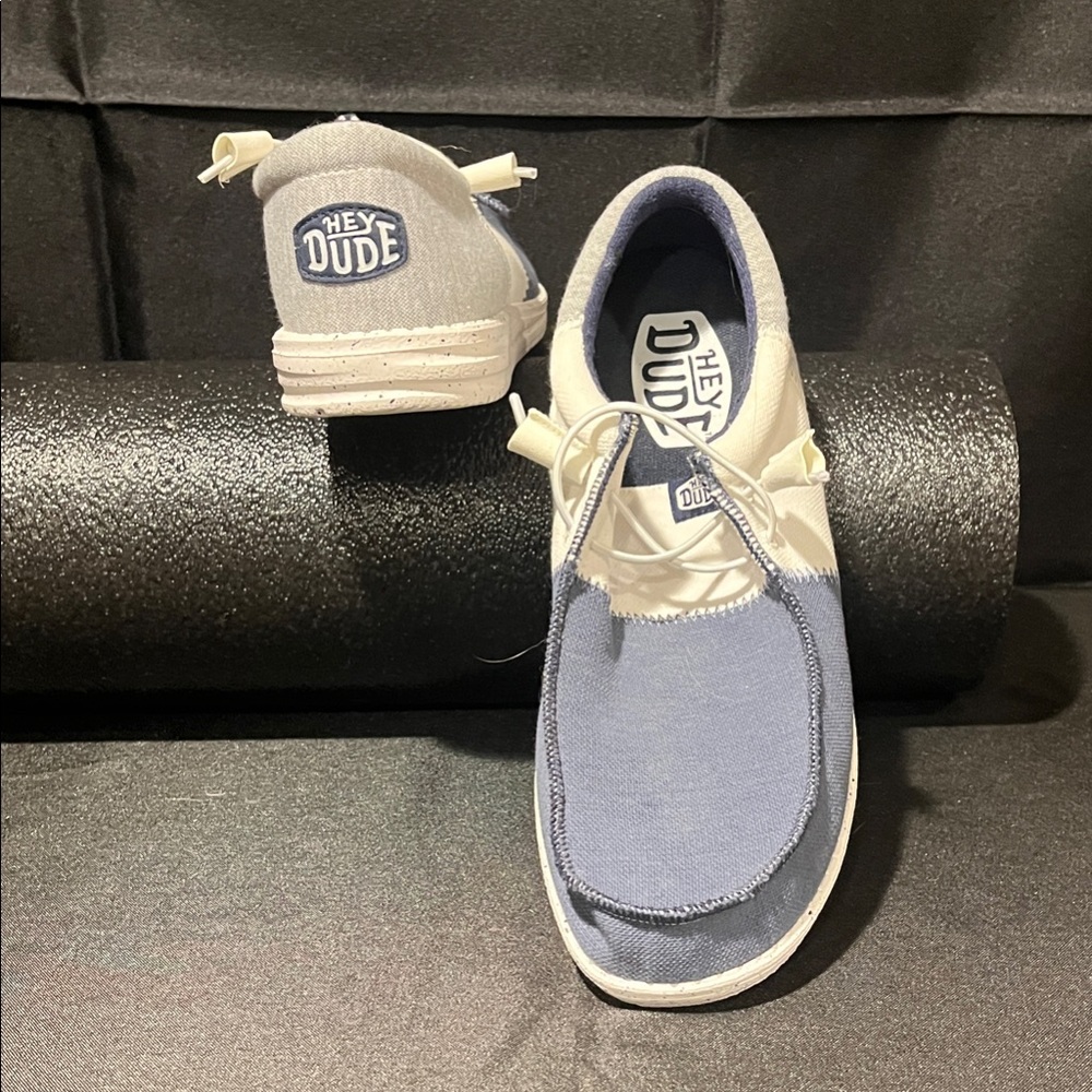 Hey Dude Men's Blue and White Slip-On Loafers
